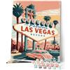 Figured'Art Dipingere con i Numeri con Telaio - Paint by Numbers Poster di viaggio a Las Vegas, Passatempo per Adulti, Kit Completo, Hobby Creativi - Quadri fai da te 40x50cm Tela Già Incorniciata