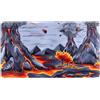 cardcosmos Premium Playmat Fiery Mountains - Esclusivo tappetino da gioco TCG con opera d'arte vulcanica dipinta a mano - 3 mm imbottito e antiscivolo - per Pokémon, Magic: The Gathering, Yu-Gi-Oh