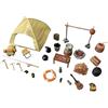 TISHITA Set di Tende da Campeggio, impermeabili e progettati, Kit di modellismo diorama 1/64 in Resina, Include un tavolo e sgabelli, una chitarra, una torcia elettrica, un falò e una lampada