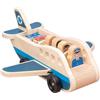 NASSMOSSE Giocattolo per aereo passeggeri in legno con 4 personaggi e valigie. Gioco di ruolo per bambini