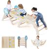 COSTWAY 7 in 1 Set da Arrampicata per Bambini, Giochi da Arrampicata con Scivolo, Scala e Arco, Set Montessori in Legno con Gioco del Labirinto, Pieghevole, 1 Anni + (Marinaio 3 pezzi, Naturale)