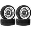 KINGCOO Set di pneumatici e ruote per auto RC, 4 pezzi, pneumatici in gomma da 64 mm e cerchi in plastica con placcatura in plastica, esagonali da 12 mm, per pneumatici 1/10 RC On Road Run-flating