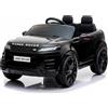 EGLEMTEK Auto Elettrica Bambini Range Rover Evoque 12V con Licenza Ufficiale Ruote in Gomma EVA Sedile in Pelle Cintura 5 Punti Telecomando 2.4GHz Luci LED Bluetooth MP3 USB Tappetini Inclusi (Nero)