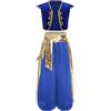 CHICTRY Aladino Costume Principe Arabo Bambino Gilet Viola Harem Pantaloni Bimbo Vita Alta Sultano Cosplay Costume Carnevale Halloween Travestimenti Festa di Compleanno Blu reale C 5-6 anni