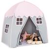 COSTWAY Tenda da Gioco per Bambini, Tenda per Cameretta con Borsa, Tappetino Antiscivolo, Design con Chiusura Lampo, Finestre Traspiranti, Ideale per Bambini e Bambine 3 Anni+ (Rosa)