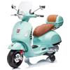 Mondial Toys Moto Elettrica per Bambini 12V con Licenza Ufficiale Vespa Piaggio - Modello GTS Super, Luci LED, MP3, Sedile in Pelle, Bauletto - Verde Tiffany