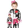 FIESTAS GUIRCA | Costume Scheletro Bebè (18-24 Mesi) - Diadema, Tutù e Body - Costumi di Halloween e Feste in Maschera per Bambine - Ideale per Celebrazioni a Tema Scheletro - Nero e Rosa