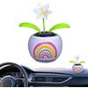 Zqkimzi Decorazione floreale per auto, graziosi fiori a energia solare, decorazione per auto, in vasi colorati, decorazione per auto, figure danzanti per ufficio, scrivania, cruscotto 'auto