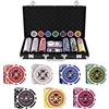 GYMAX Set Tascabile 300 Fiches, Set da Poker con 5 Dadi Carte da Poker, Poker Chips, Valigetta in Alluminio (Nero)