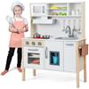 RELAX4LIFE Cucina Giocattolo per Bambini, Gioco Cucina in Legno con Microonde, Forno, Rubinetto, Lavello e 18 PCS Accessori, Mini Cucina per Bambini 3 4 5 6 Anni (Bianco)