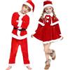 Generico 3Pcs Costume Babbo Natale Bambina Bambino Costume Babbo Natale per Ragazze Ragazzi Rossa Vestito di Natalizio Che Cappello Scialle Christmas Abiti Festa Completo Natalizio Bambini (Girl, 8-9 Years)