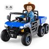 COSTWAY 24V Camion Ribaltabile per Bambini, Auto Elettrica con Cassone Ribaltabile Telecomando Musica Storie Luci LED e Sospensioni a Molla, Macchina Elettrica per Bambini 3-8 Anni (Blu)