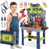 Kinderplay Banco da lavoro per bambini 132 TLG con set di attrezzi e trapano, officina per bambini dai 3 anni in su, 2 in 1, banco attrezzi per ragazzi e ragazze
