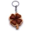 H-Customs Pendente portachiavi fatto a mano in legno prezioso di trifoglio Lucky 4 Leaf