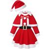 Wesaloes 3Pcs Costume Babbo Natale Bambina Vestito Natale Bambina Costume Natalizio Completo Festival Abiti da Festa + Scialle + Cappello Ragazza Vestiti Natalizi Bambina (c-Red, 130)