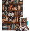 ZKYUBEK Puzzle per adulti Gatto sulla libreria Puzzle da 1000 pezzi per adulti e ragazzi con pezzi completamente interconnessi di forma casuale per bambini dai 14 anni in su (26x38cm)