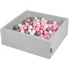 KiddyMoon 90X30cm/200 Palline ∅ 7CM Quadrato Piscina di Palline Colorate per Bambini Fabbricato in EU, Grigio Ch:Bianco/Grigio/Rosa Ch
