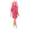 Barbie- Fashionistas, Bambola con Capelli Rosa, Top e Gonna Rossi, Sneakers e Braccialetto, Giocattolo per Bambini 3+Anni, GHW65