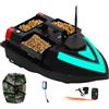 XUEMANSHOP Barca per esche da pesca, GPS con 3 contenitori per esche, batteria da 5200 mAh e telecomando da 500 m, LED, ritorno automatico, guida a punto fisso, colore nero