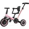moovkee. Triciclo Bambini Evolutivo 6 in 1 - Bicicletta Bambini da 1 a 5 Anni - Triciclo per Bambini fino 25 kg con Cintura, Sella Regolabile, con o Senza Pedali - Triciclo con Maniglione