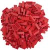 Q-Bricks Set di mattoncini classici | 300 pezzi di mattoni base in 5 forme | Colore: Rosso Fuoco | Confezionato in una scatola riutilizzabile | 100% compatibile| Prodotta nell'UE