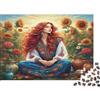 TJQHVMCX Puzzle 1000 Pezzi 70x50cm in Carta Riciclata per Uomini Donna dai Capelli Rossi Campo di Girasoli Educativo e Stimolante per Attività Domestica Ottima Idea Regalo