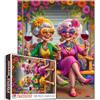 Tucocoo Swing Old Woman Puzzle da 1000 pezzi per amici adulti bicchieri da vino fiori in fiore puzzle impossibile difficile difficile impegnativo per adulti regali per amici e familiari 40 x 70 cm