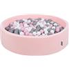 KiddyMoon Piscina di Palline 120X30cm/300 Palline Colorate Grande Tondo per Bambini, Fabbricato in EU, Rosa:Bianco/Grigio/Rosa Chiaro