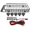 PLKYZMCDK Portapacchi in metallo per tetto RC per -4 Axial SCX10, parti leggere per auto RC con 5 luci a LED, accessorio RC in metallo nero per modelli fuoristrada in scala.