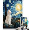 AITEXI Puzzle da 1000 pezzi per adulti Gatto della notte stellata Gioco impegnativo e gioco in famiglia Decorazioni e regali unici per la casa 75x50cm