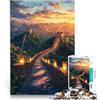 AITEXI Puzzle da 1000 pezzi per adulti Tramonto sulla Grande Muraglia Cinese Gioco rompicapo con pezzi completamente interconnessi di forma casuale 52x38cm