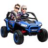 AIYAPLAY Macchina Elettrica per Bambini 2 Posti 24V 4 Motori, Auto Elettrica Bambini 3-8 Anni con 3 Velocità, Musica Integrata, Clacson, Luci, Sospensione a Molla e Telecomando, Velocità 5-7km/h, Blu