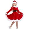 Achimlt Vestito Natale Bambina Cotone Abito Gotico Costume di Natalizi con Abiti Cappello e Cintura Vestito Babbo Natale Bambina per Feste Cosplay Carnevale Natalizi Regalo
