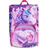 SJ GANG STYLE JAM GANG Zaino Scuola Estensibile PIXIE UNICORN, Rosa, 24L, Zip Laterali, Ali a scomparsa, Pattina scintillante, Tasca frontale, Tasca laterale portaborraccia, Scuola elementare, Bambina
