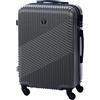 BERTOO Milano XL Valigia Rigida 70L, ABS Grigio Scuro, 4 Ruote Girevoli Rimovibili, Lucchetto a Combinazione, 65x45x26 cm
