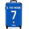 NoBoringSuitcases.com Bagaglio a Mano, Trolley Cabina, Valigia Personalizzabile, 55x40x20 cm (2024 - Maglie gara home Italia - Blu)