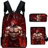 Tongyundacheng Anime BAKI Hanma Yujiro Baki Zaino Set 3 Pezzi con Borsa a Tracolla e Astuccio Ragazzi Ragazze Borsa Scuola Studente Ragazzi Ragazzi Moda Casual Zaino Viaggio