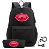 LKY STAR Anime Hazbin Hotel Zaino con Astuccio 2Pcs per Ragazze Ragazzi Anime Angel Dust/Charlie/Lucifer Borsa per La Scuola Primaria Sets