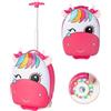 RELAX4LIFE Valigia Trolley 16'' per Bambini con Ruote Lampeggianti e Maniglia Retrattile a 2 Livelli, in Plastica ABS e PC, per Asilo Scuola e Viaggio, 33x22x68,5-83,5cm (cavallo rosa)