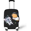 Coloranimal Copertura per bagagli per scuolabus, accessori trolley, custodia protettiva per valigia, taglia 18-32, Capibara Koala Astronauta, M (22-25 cover), Set Bagagli