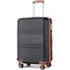 KONO Trolley Bagaglio a Mano 52 x 38 x 21 cm ABS Leggero e Rigido con 4 Ruote 360°, Lucchetto TSA, Cabina per Trasporto (20, Nero/Marrone)
