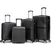 R.Leone Valigia da 1 Fino a Set 4 Trolley Rigido grande, medio, bagaglio a mano 55x40x23 cm Wizz, ITA Airways e bagaglio 45x36x20 cm EasyJet in ABS 8005 (Grigio, Set 4 Pezzi XS S M L)