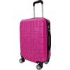R.Leone Valigia da 1 pezzo Fino a Set 4 Trolley Rigido grande, medio, bagaglio a mano e beauty case 4 ruote in ABS 611 (S Valigia Bagaglio a mano, Fucsia)