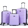 R.Leone Valigia da 1 Fino a Set 4 Trolley Rigido grande, medio, bagaglio a mano 55x40x23 cm Wizz, ITA Airways e bagaglio 45x36x20 cm EasyJet in ABS 8001 (Lilla, Set 3 Pezzi XS M L)
