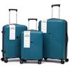 R.Leone Valigia da 1 Fino a Set 3 Bagaglio a mano 55x40x20 Ryanair, Medio, Grande Ultra Strong Antiurto Trolley leggero 8 ruote Polipropilene 9188 (Blu Elemental, Set 3 Pezzi S M L)