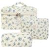Generisch Set di 3 borse da viaggio per cosmetici, beauty case con motivo floreale, borsa per il trucco ad alta capacità, organizzatore portatile per viaggi, vita quotidiana e soggiorni