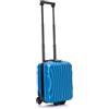 R.Leone Valigia 40x30x20cm Trolley Bagaglio a Mano Wizzair Vueling 2 Ruota in ABS 20374FR (Azzurro, 40X30X20cm 2Ruota)