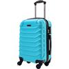 R.Leone Valigia Trolley Bagaglio a mano Rigido Ultraleggero in ABS 4 Ruote Autonome (Celeste, 20267 Valigia 55x38x23cm)