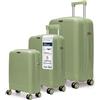4FLY Set Trolley Da Viaggio Rigidi Leggeri 3 Pezzi (M/L/XL) - Set Valigie Con Serratura TSA, 4 Ruote Doppie Spinner E Manico Telescopico In Alluminio, Set Bagagli Con Cabina E Stiva