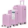 4FLY Set Trolley Da Viaggio Rigidi Leggeri 3 Pezzi (M/L/XL) - Set Valigie Con Serratura TSA, 4 Ruote Doppie Spinner E Manico Telescopico In Alluminio, Set Bagagli Con Cabina E Stiva